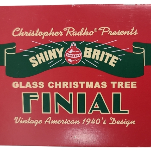 Christopher Radko Authentic Finial Vtg Design Red,green & Gold Glass Tree Topper - Picture 3 of 5